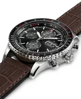 Hamilton Men's Swiss Automatic Chronograph Khaki Aviation Converter Brown Leather Strap Watch 44mm
