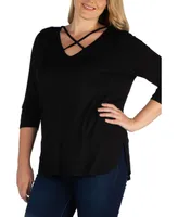 Women's Plus Criss Cross Detail Tunic Top