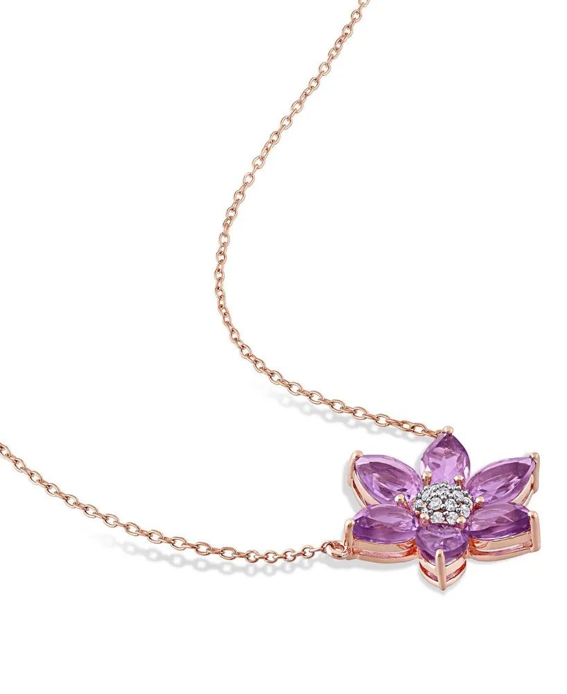 Amethyst and Diamond Floral Necklace
