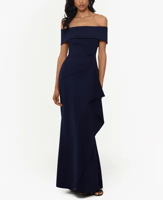 Xscape Ruffled Off-The-Shoulder Gown