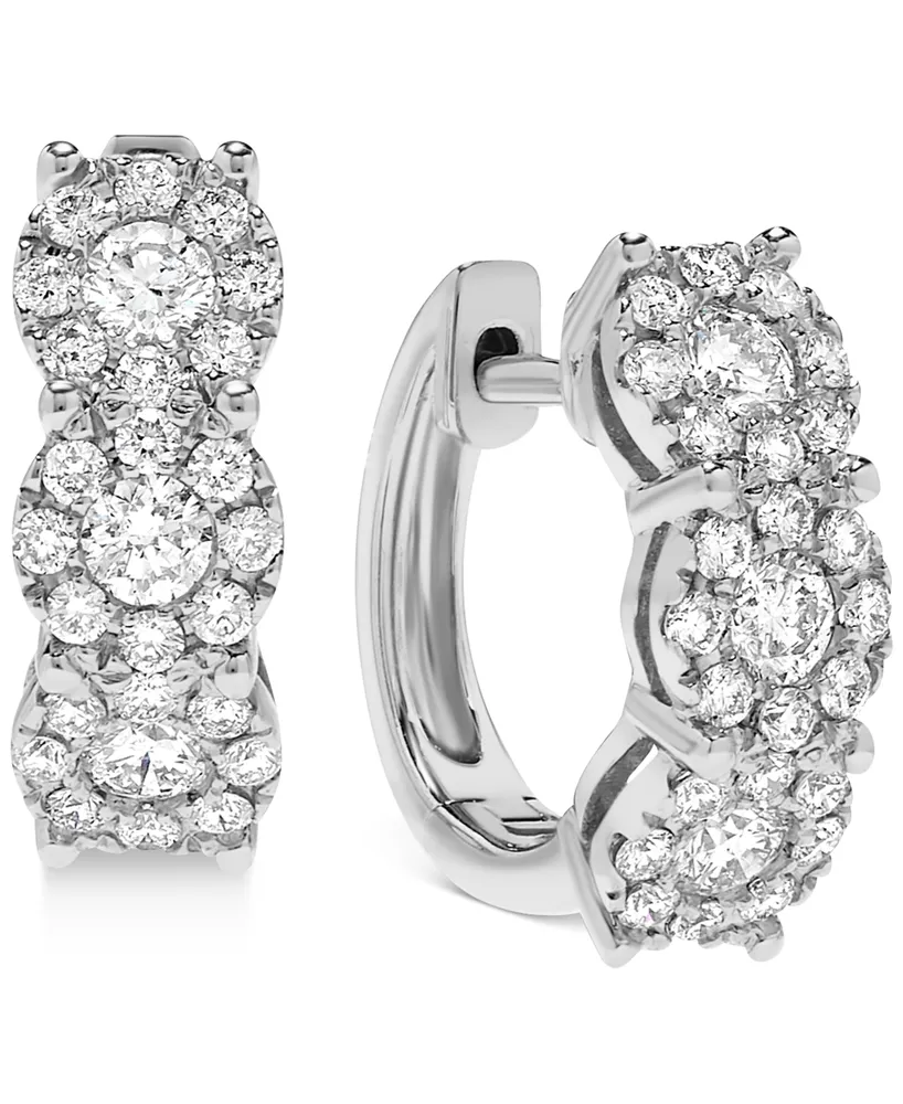 Diamond Halo Hoop Earrings (1 ct. t.w.) 14k Gold or White