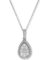 Diamond Teardrop Cluster Halo Pendant Necklace (5/8 ct. t.w.) 14K Gold or White