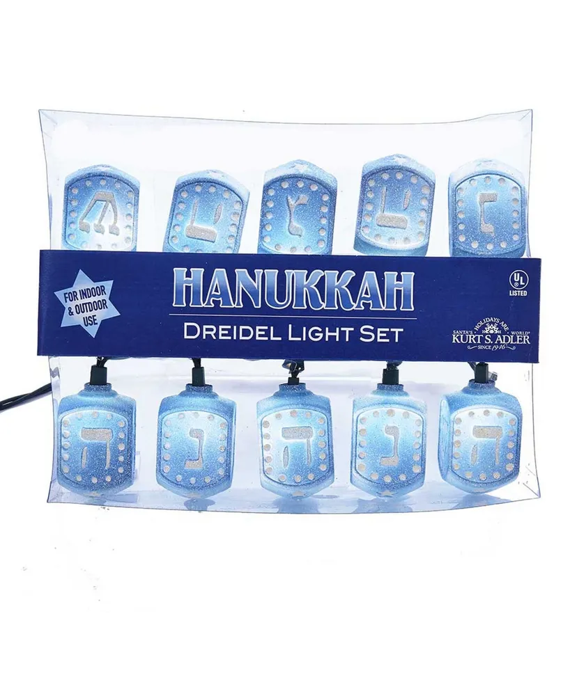 Kurt Adler 10-Light Hanukkah Dreidel Light Set