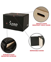 Sunny Health & Fitness Foam Plyo Box, 440lb Weight Capacity with Weighted Foam for Stability and 3 in 1 Height Adjustment