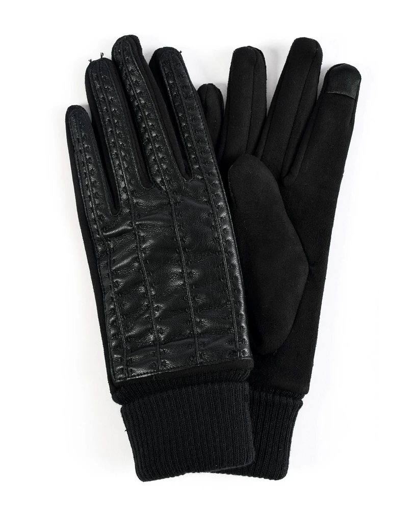 Marcus Adler Women's Faux Leather Stitched Touchscreen Gloves