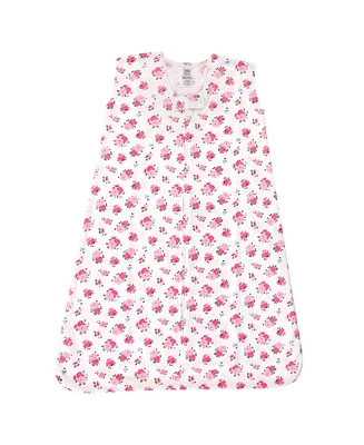 Luvable Friends Baby Girls Sleeveless Jersey Cotton Sleeping Bag, Sack, Blanket, Jersey Floral Jersey, 0-6 Months