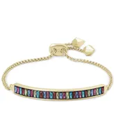 Kendra Scott 14k Gold-Plated Multicolor Baguette-Cut Nano Gem Slider Bracelet