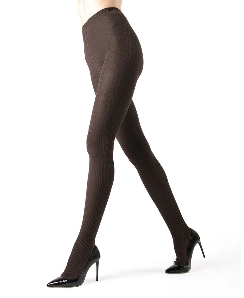 Memoi Side Cable-Knit Sweater Tights on SALE