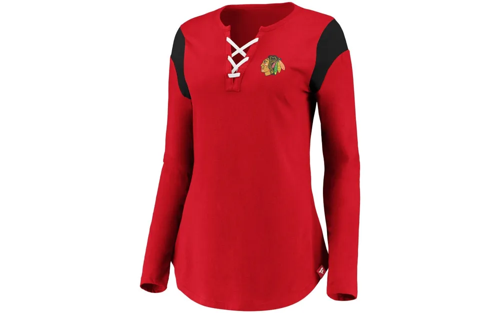 Majestic Chicago Blackhawks Women's Iconic Lace Up Long Sleeve Shirt