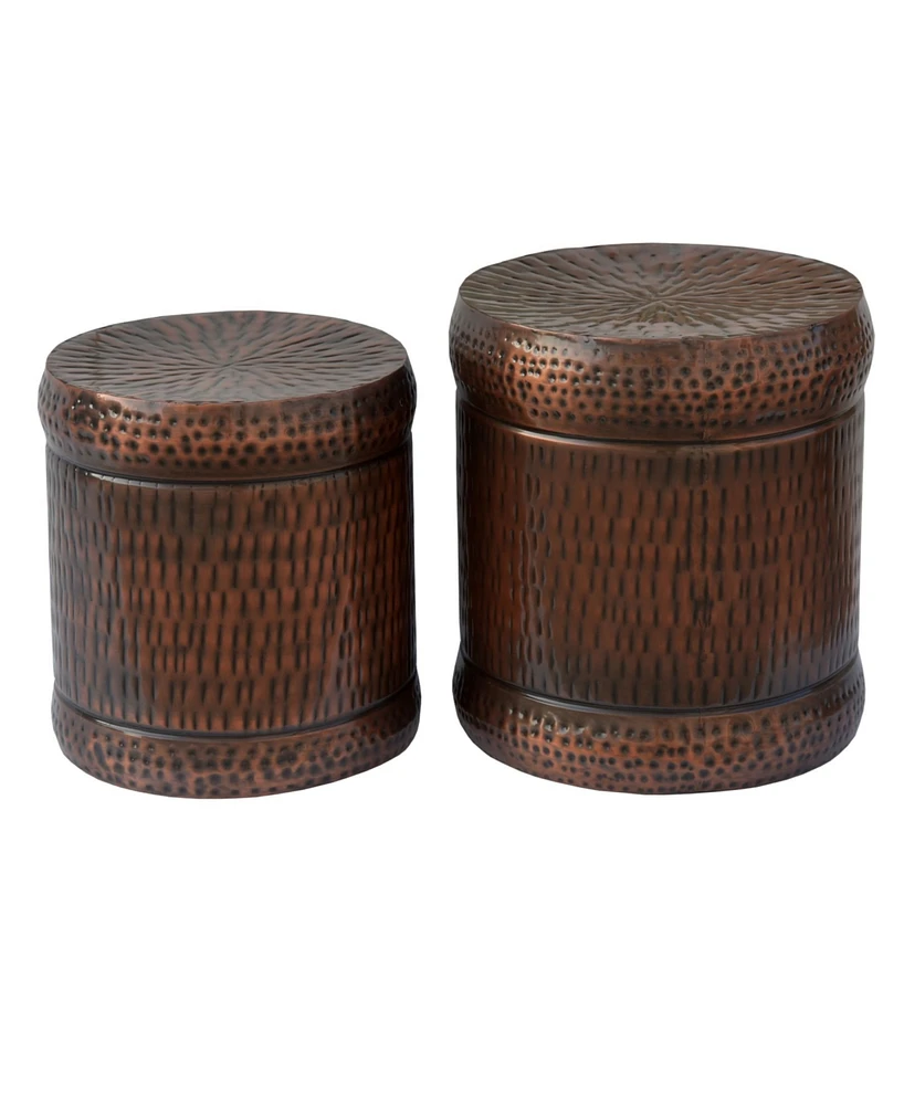 Lindy Hammered Metal Accent Stools, Set of 2