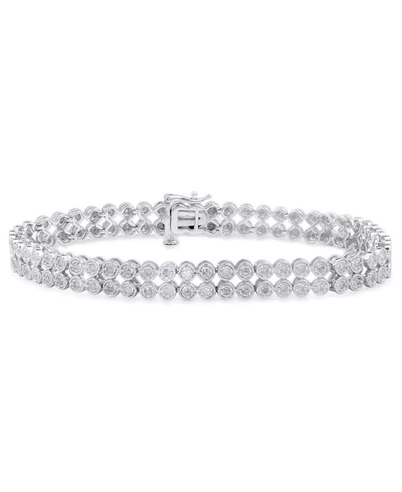 Diamond Double Row Bracelet (1 ct. t.w.) in Sterling Silver