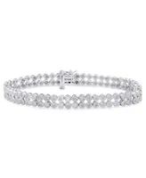 Diamond Double Row Bracelet (1 ct. t.w.) in Sterling Silver