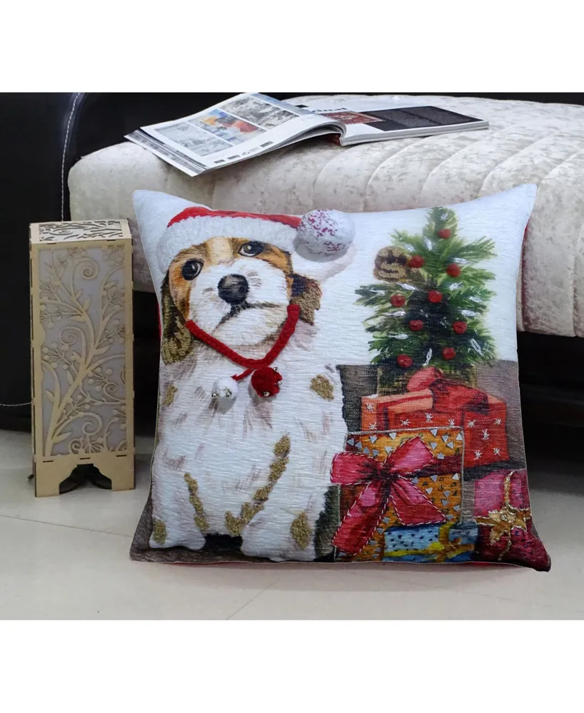 Chicos Home Holiday Dog Decorative Pillow,20" x 20"