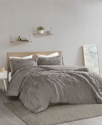 Intelligent Design Malea Shaggy Faux-Fur 3-Pc. Duvet Cover Set, Full/Queen