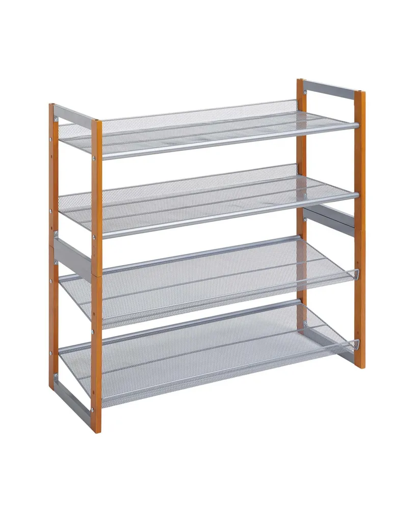 Neu Home Wooden Stackable Shoe Rack - Silver