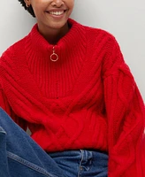 Mango Women's Zip Knit Sweater