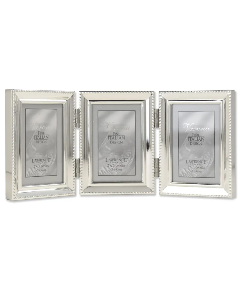 Metal Triple Picture Frame with Inner Beading, 2.5" x 3.5" - Silver