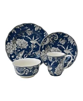 222 Fifth Adelaide Toile 16 Piece Dinnerware Set, Service for 4