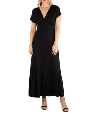 Women's Cap Sleeve V-Neck Maxi Dress