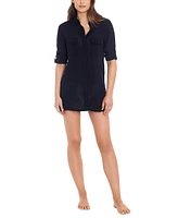 Lauren Ralph Crushed Cotton Cover-Up Shirt