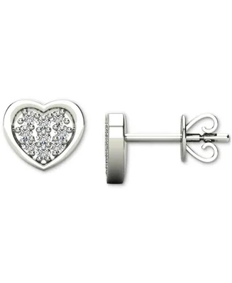 Diamond Heart Cluster Stud Earrings (1/20 ct. t.w.) in 10k White Gold