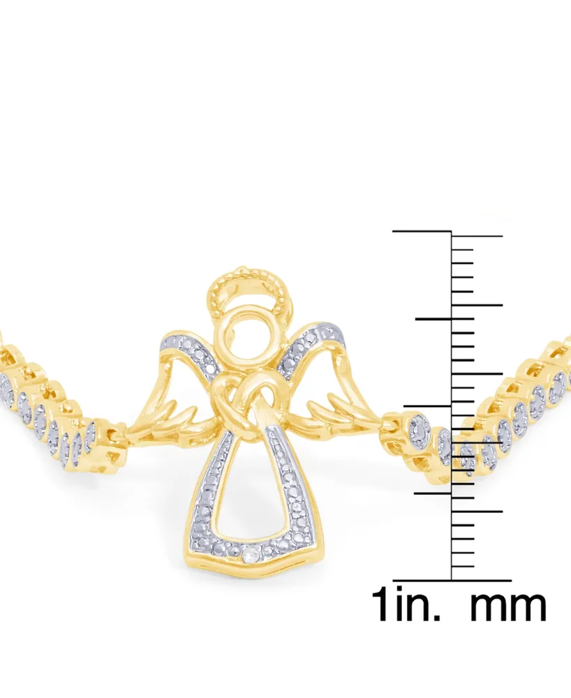 Diamond Accent Angel Adjustable Silver Plate Bracelet