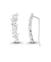 Cubic Zirconia Multi Shape Ear Climbers in Sterling Silver