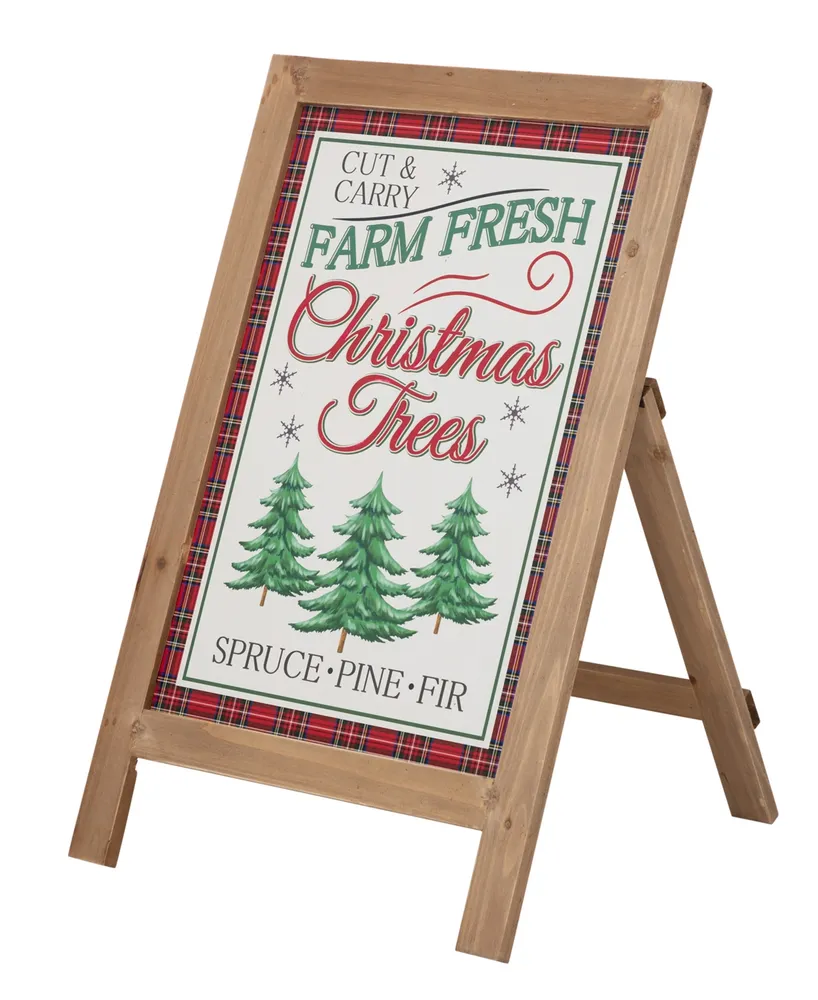 Glitz home 24"H Christmas Wooden Porch Sign Standing Decor