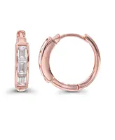 Macy's Cubic Zirconia Baguette Cut Huggie Earrings Sterling Silver (Also 14k Gold Over or Rose Silver)