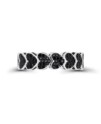 Black Spinel Pave Hearts Eternity Ring