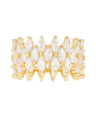 Cubic Zirconia 3-Row Marquise Cut Ring