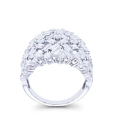 Cubic Zirconia Round and Baguette Cut Scattered Dome Ring