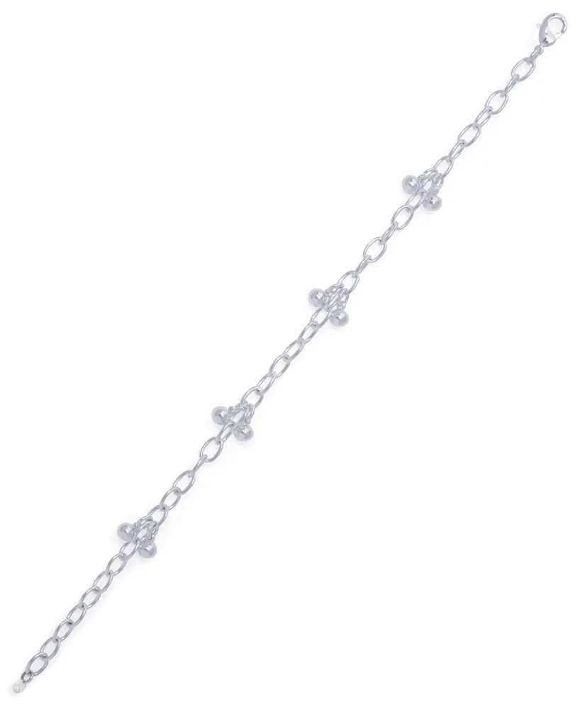 Silver Plated Bead Open Link Bracelet