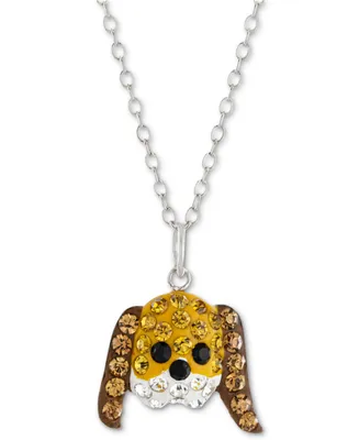 Giani Bernini Crystal Dog Face 18" Pendant Necklace in Sterling Silver, Created for Macy's