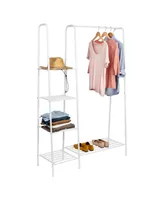 Honey Can Do Matte White Metal Freestanding Open Closet Wardrobe