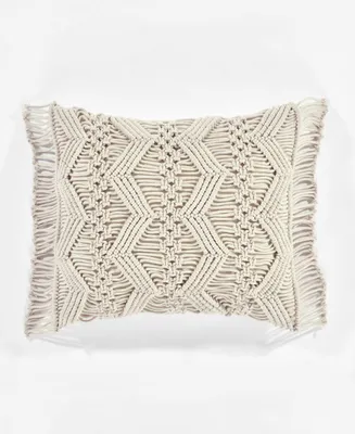 Lush Decor Studio Chevron Macrame Decorative Single Pillow Cover, 13" x 20"+ 3"