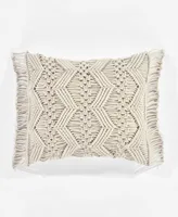 Lush Decor Studio Chevron Macrame Decorative Single Pillow Cover, 13" x 20"+ 3"