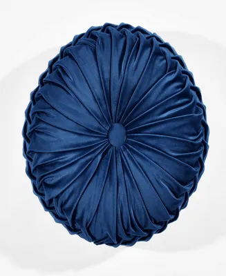 Lush Decor Round Pleated Soft Velvet Decorative Pillow, 15"