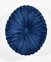 Lush Decor Round Pleated Soft Velvet Decorative Pillow, 15"