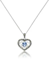 Blue Topaz Filigree Heart Pendant and a Curb Chain