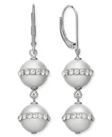 Sterling Silver Cultured Freshwater Pearl (10mm) and Crystal Halo Earrings