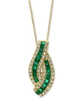 Effy Emerald (7/8 ct. t.w.) & Diamond (1/5 ct. t.w.) 18" Pendant Necklace in 14k Gold