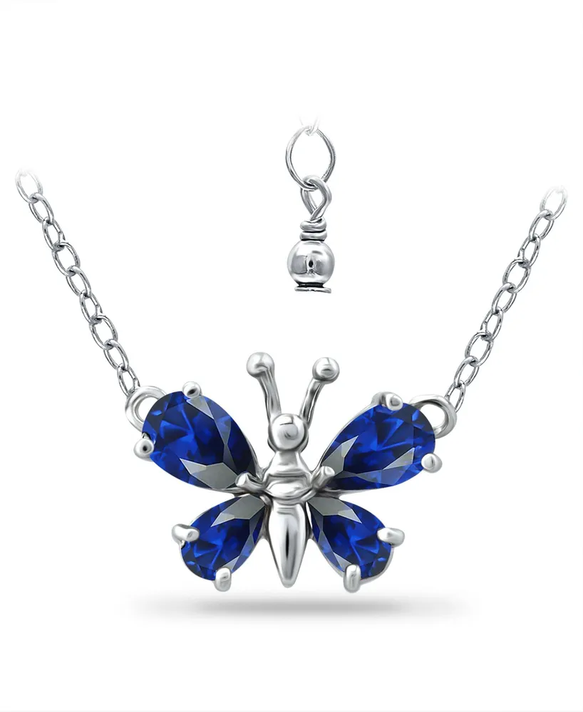 Swiss Blue Topaz Diamond Butterfly Necklace - KAMARIA