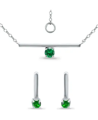 Giani Bernini Created Green Quartz Bar Pendant and Earring Set, 3 Piece