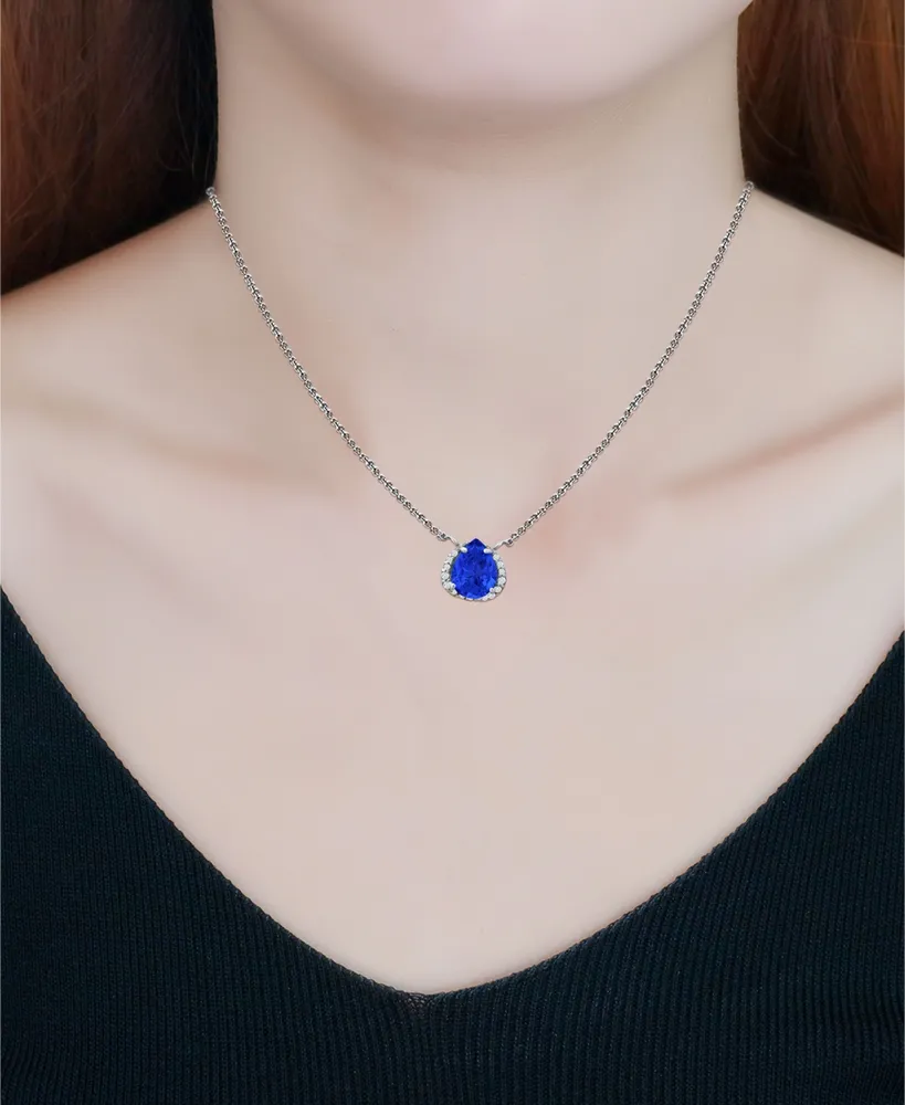 Giani Bernini Simulated Blue Sapphire and Cubic Zirconia Accent Necklace