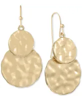 Style & Co Gold-Tone Double Hammered Disc Drop Earrings, Exclusively at Macy's