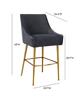 Beatrix Pleated Velvet Bar Stool