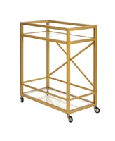 Wilson Bar Cart with Clear Glass Shelves - Gold