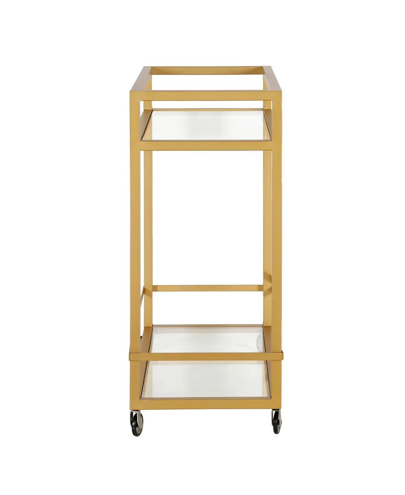 Wilson Bar Cart with Clear Glass Shelves - Gold