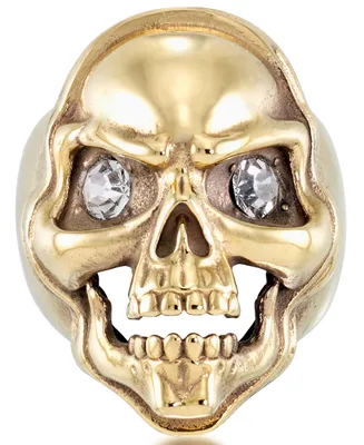 Andrew Charles by Andy Hilfiger Men's Cubic Zirconia Skull Ring Yellow Ion-Plated Stainless Steel